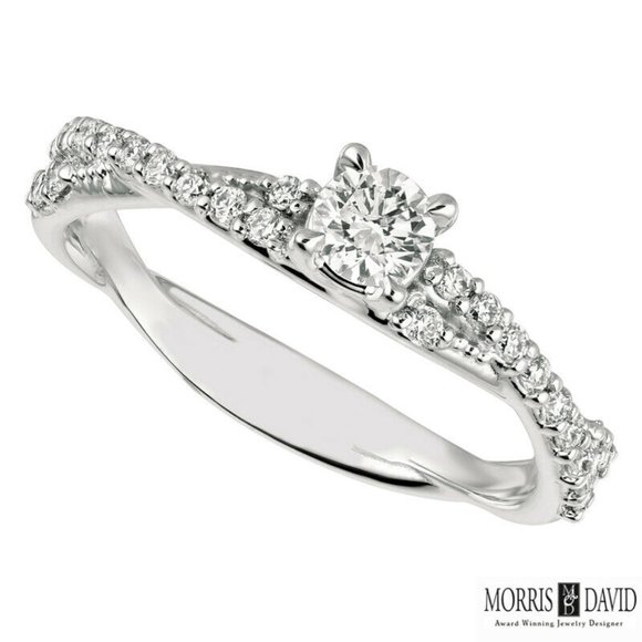 0.50 Carat Natural Diamond Engagement Ring G SI 14K White Gold